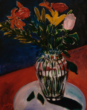 Bouquet In Glass Vase 2000 Erik Slutsky (20th C. Canadian) Oil On Canvas Private Collection