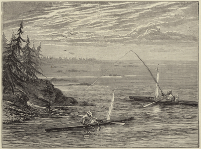 Canoeing in Sweden (engraving)