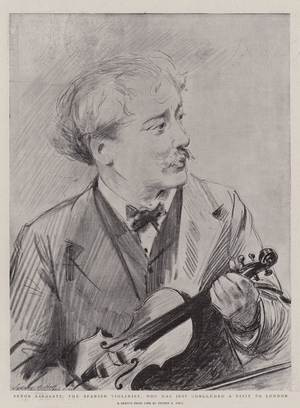 Senor Sarasate, the Spanish Violinist, who has just concluded a Visit to London (litho)