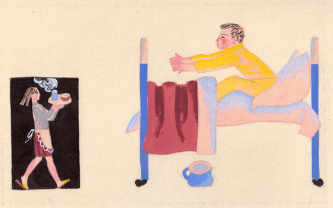 Illustration from 'Sit Down and Listen' by Silva Kaputikyan, 1969 (gouache on paper)