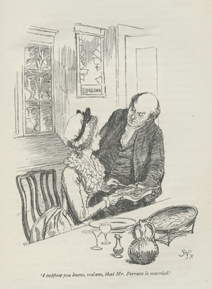 I suppose you know, ma'am, that Mr.Ferrars is married, 1896 (engraving)