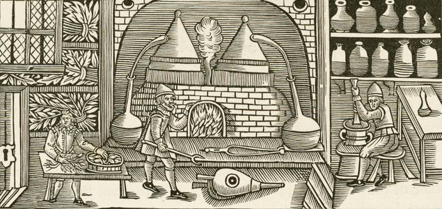 Depiction of Laboratory. 19th century (engraving)