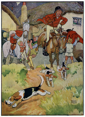Three Jolly Huntsmen (colour litho)