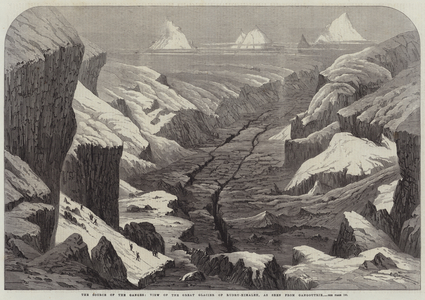 The Source of the Ganges, View of the Great Glacier of Rudru-Himaleh, as seen from Gangoutrie (engraving)