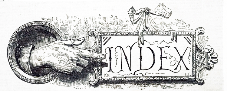 An engraving depicting a decorative pointing finger, 19th century