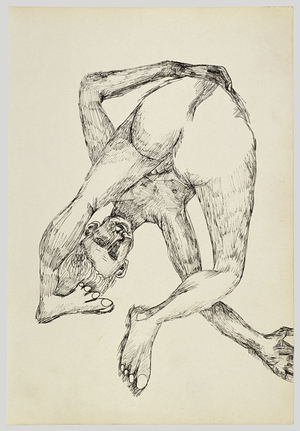 Man Looking up his Behind, 1940 (ink on paper)