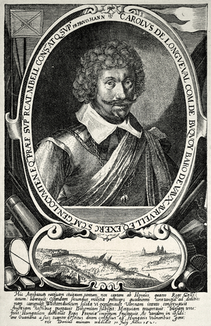 Charles Bonavenure de Longueval, Count of Bucquoy (1571-1621). Engraving.