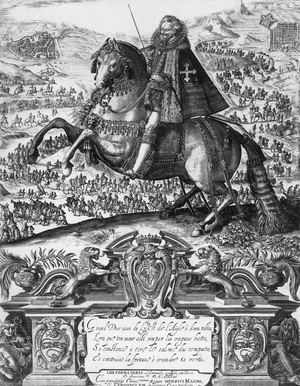 Charles Emmanuel of Savoy (1562-1630) prince of Piemont in Pas-de-Suze, march 1629, engraving