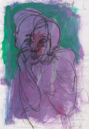 Sketchbook 4, 2024 (tempera paint, charcoal, pencil on paper)