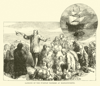 Landing of the Puritan Fathers at Massachusetts (engraving)