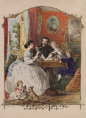 Ideal Victorian home life (colour litho)