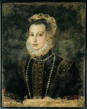 Isabella of Valois, wife of Philip II, King of Spain, daughter of Caterina de' Medici and King Henri II of France (painting on canvas)