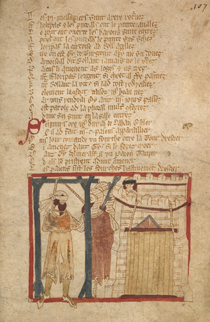 Guy led bound to the gallows.