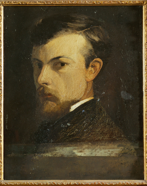Portrait de l'artiste (painting on wood)