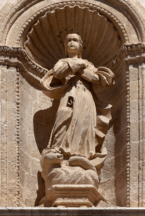 altamura, bari, puglia, italy, monastery of santa chiara, exterior, statue of the immaculate