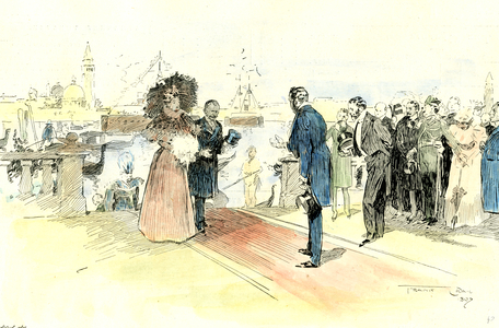 Venice 1897. Opening of the Venice International Art Exhibition. Arrival of the Prince and Princess of Naples. Italy