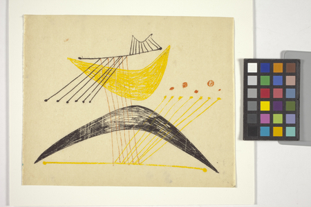 Untitled (monoprint on tan laid japan paper)