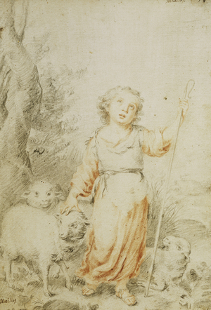 The Good Shepherd, (black and red chalk)