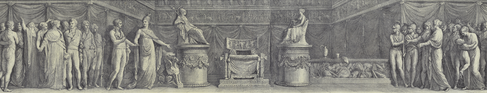 France invites Napoleon to sit on the imperial throne (engraving)