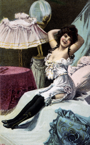 Seated Woman Wearing Lingerie, American Post Card