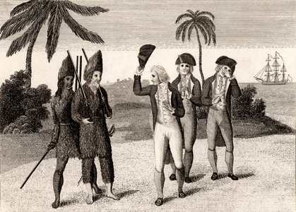 Robinson Crusoe and Friday, c.1790 (engraving)