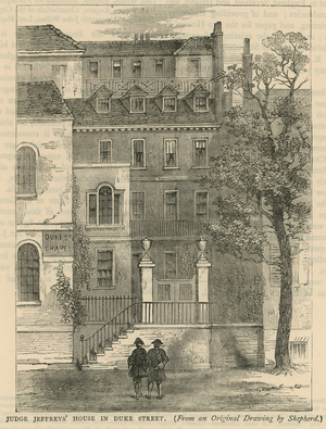Judge Jeffreys' house in Duke Street, London (engraving)