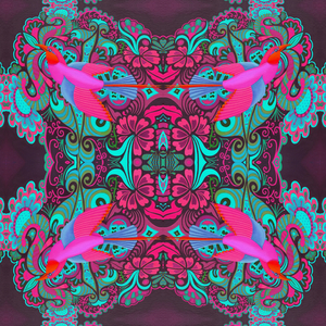 Flying bird pattern maroon, 2015 (oil on canvas)