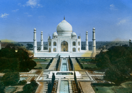 Taj Mahal, Agra, India, Hand-Colored Magic Lantern Slide, Newton & Company, 1920 (photo)