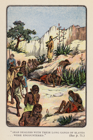David Livingstone: "Arab dealers with their long gangs of slaves . . . were encountered" (colour litho)