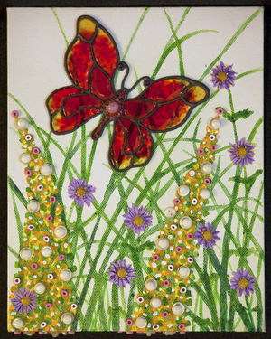 Butterflies, Red & Yellow, 2016, (collage on canvas)