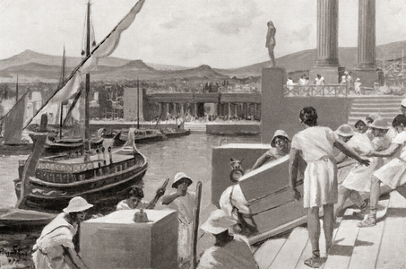 The fortification of the port of Piraeus, Greece, initiated by Themistocles, c.477 BC, from Hutchinson's History of the Nations, pub.1915