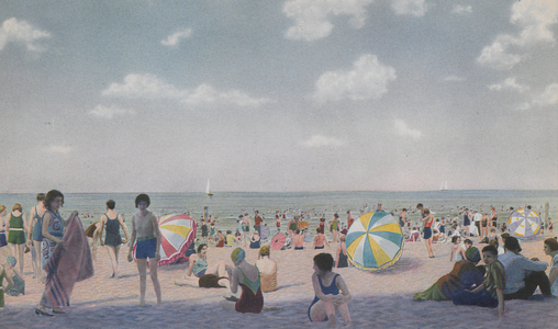 Beach Goers On Northerly Island At The Century Of Progress