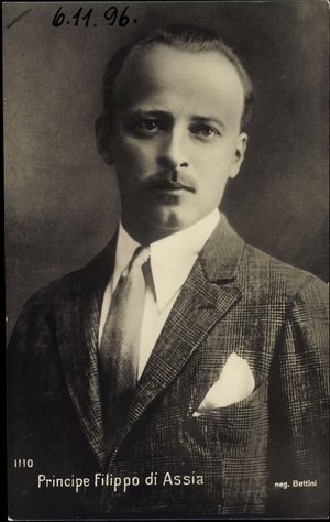 To Prince Philip of Hesse of Italy, Anzug, Portrait (b/w photo)