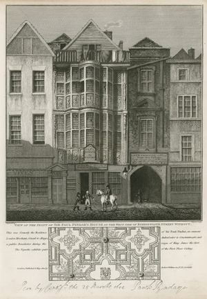 Sir Paul Pindar's house Bishopsgate (engraving)