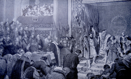 A scene in the life of Gustav I of Sweden, 16th century (engraving)