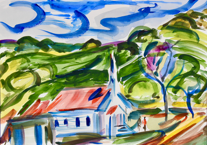 St. Mary's, Nicasio, 2020, (watercolor on paper)