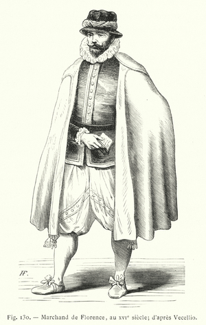 Marchand de Florence, au XVIe siecle; d'apres Vecellio (engraving)