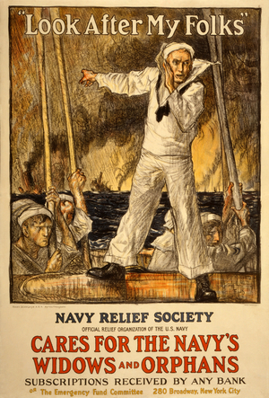 Fundraising campaign for the Navy Relief Society, pub. 1917 (colour litho)