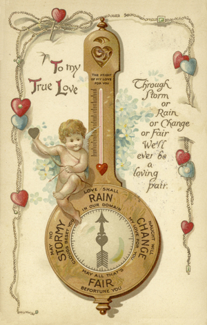 Valentine's card, involving barometer (chromolitho)