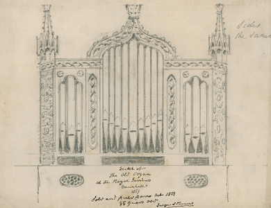 Sketch of the Old Organ at the Royal Gardens (Vauxhall Gardens, London) (engraving)