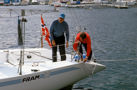 Oslo, 1987-07-06: Fram X - Crown Prince Harald's Sailing Boat for Competition Sailing, photographed with the crew on board at the Queen on Bygdøy on July 6, 1987 ..., 1987 (photo)