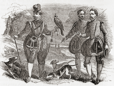 James I and his attendants out hawking, from Old England: A Pictorial Museum, pub. 1847