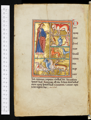 The Ashmole Bestiary, God creating the Earth,1201-1225 (illuminated manuscript)