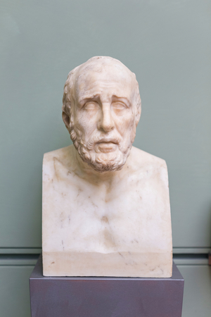 Portrait of a man on a herm, known as Aratus, 1st-2nd century AD, (marble)
