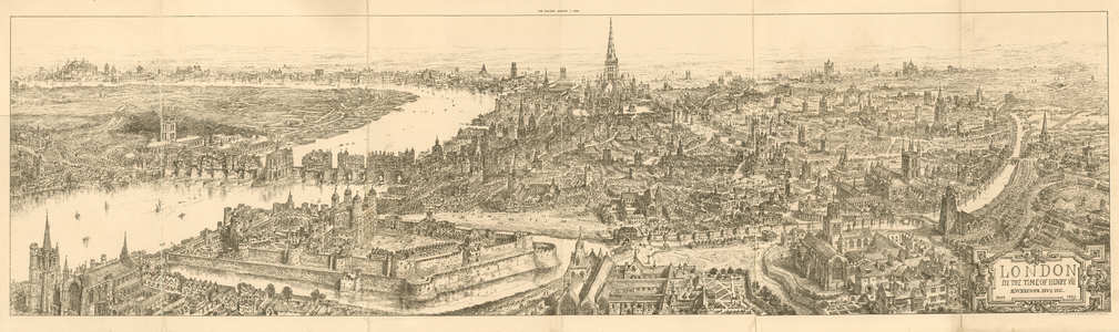 A view of London in the time of King Henry VIII (engraving)