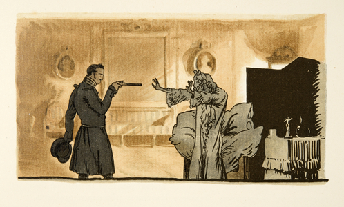 Illustration from Queen of Spades by Alexandr Sergeevich Pushkin and Aleksandr Nikolaevich Benua, pub.1911 (colour litho)