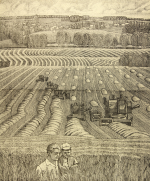 In the Field, 1981 (linocut)