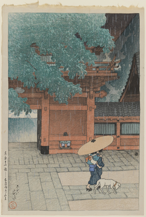 May Rain at Sanno Temple from the series "12 Subjects of Tokyo" (woodblock print)