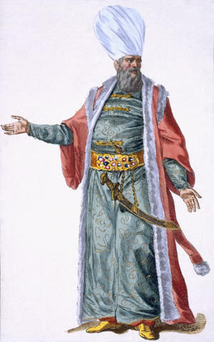 Aga, or leader, of the Janissaries, 1780 (coloured engraving)