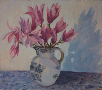 Pink magnolias, 2019 (oil on board)